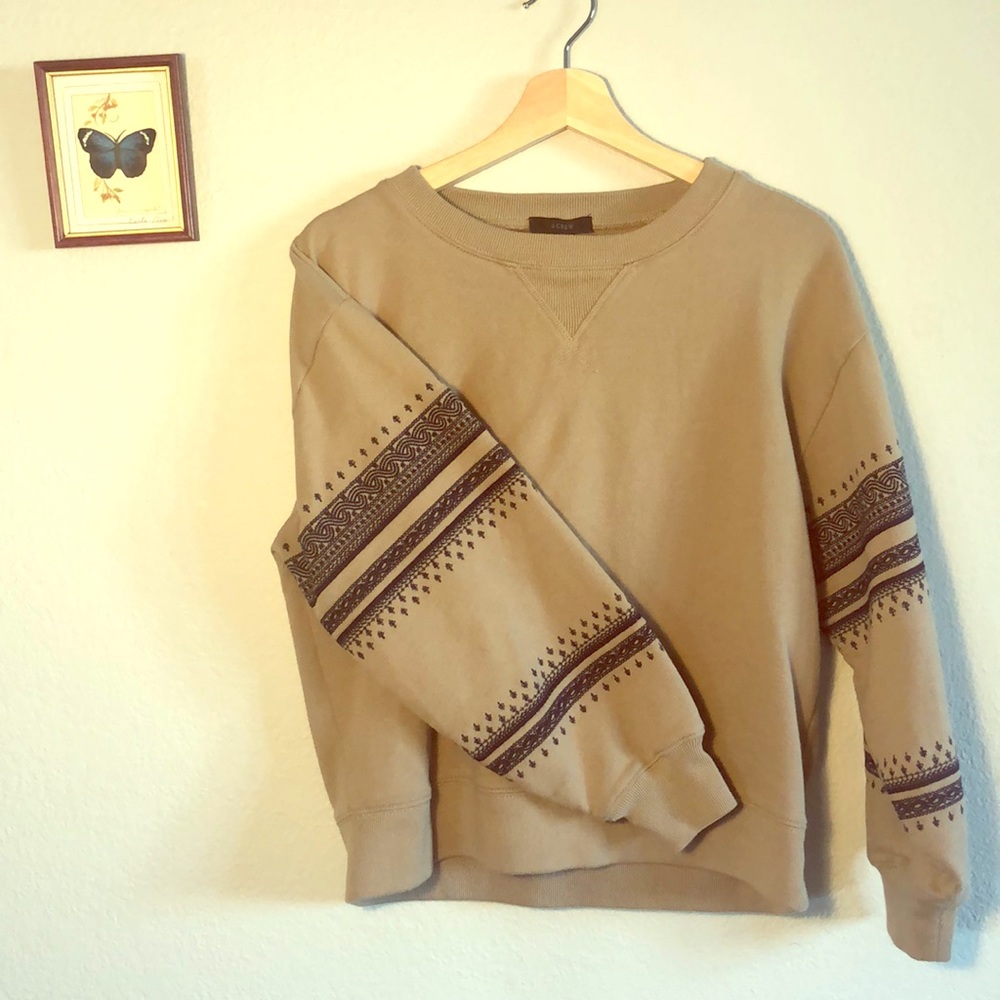 J Crew bohemian style embroidery sleeve sweatshirt